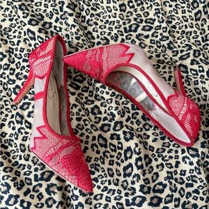 jessica Simpson red lace heels
